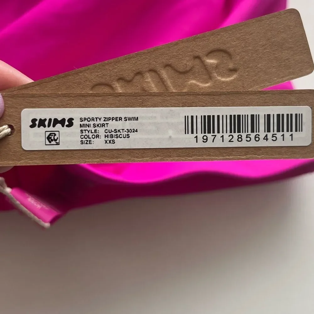 Skims Sporty Zipper Swim Mini Skirt Hibiscus Pink NEW NWT XXS